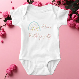 Body Para Bebé Fiesta de cumpleaños arcoíris azul rosa pastel