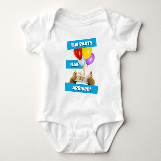 Body Para Bebé Fiesta de Cumpleaños de Perrito de la Pradera (Anverso)