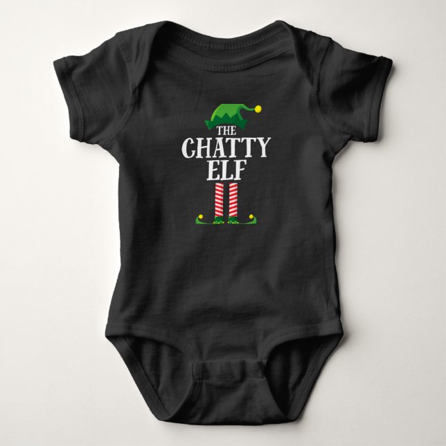 Body Para Bebé Fiesta de grupo familiar Chatty Elf Matching (Anverso)