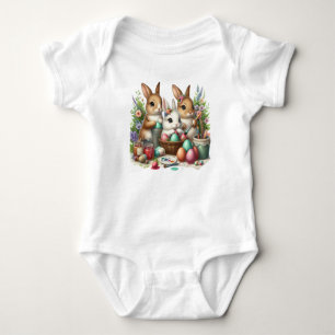 Body Para Bebé Fiesta de pintura Cute, Conejo de Pascua/Primavera