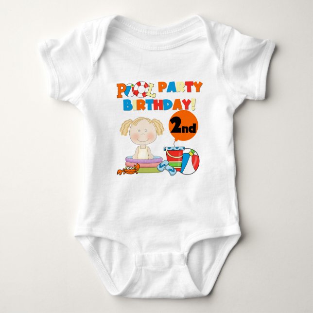 Body Para Bebé Fiesta de piscina camisas de cumpleaños 2 y regalo (Anverso)