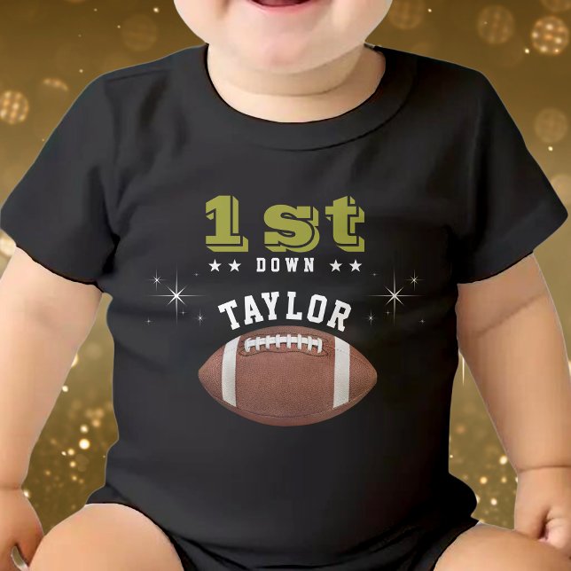 Body Para Bebé Fiesta de primer cumpleaños del estadio de fútbol  (American Football Field 1st Birthday Party Black Baby Bodysuit)