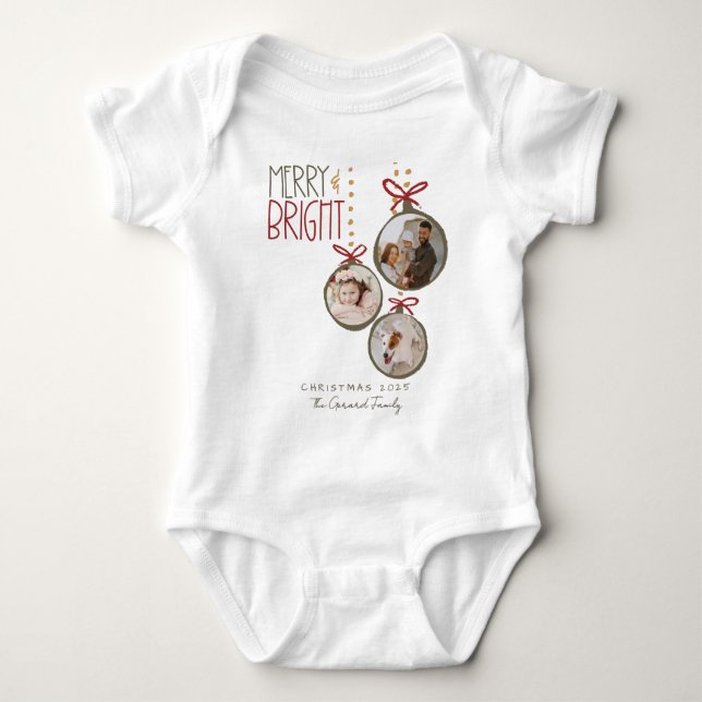 Body Para Bebé fiesta de tarjetas de Navidades familiares fotográ (Anverso)