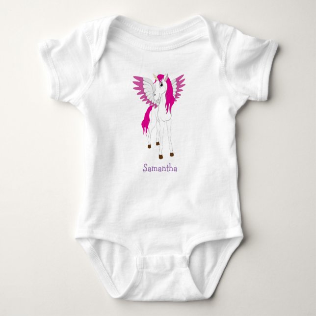Body Para Bebé fiesta de unicornio alado Baby Bodysuit (Anverso)