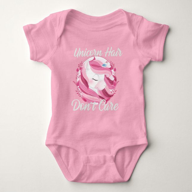 Body Para Bebé Fiesta de unicornio rosa Baby Bodysuit (Anverso)