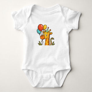 Body Para Bebé Fiesta Giraffe Baby Tee con globos y gafas