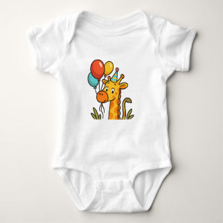 Body Para Bebé Fiesta Giraffe Baby Tee con globos y gafas