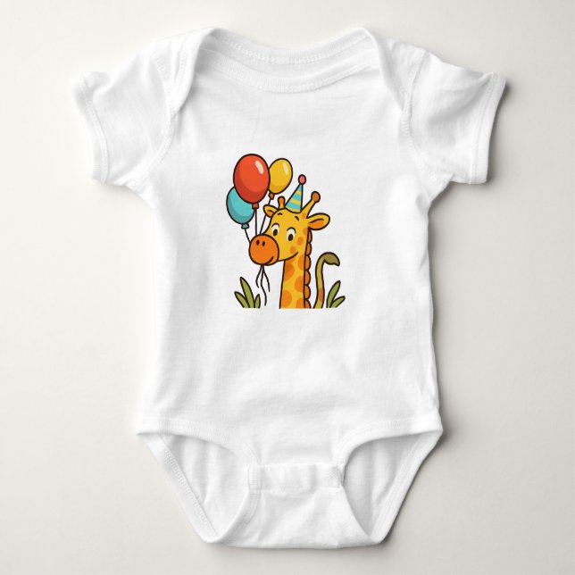 Body Para Bebé Fiesta Giraffe Baby Tee con globos y gafas (Anverso)