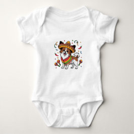 Body Para Bebé Fiesta Papillon Dog con Sombrero y Sarape