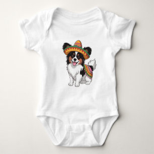 Body Para Bebé Fiesta Papillon Dog con Sombrero y Sarape