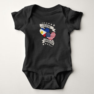 Body Para Bebé Filipino-Americano con bandera cardíaca Filipinas 