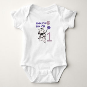 Body Para Bebé Finalmente 1 globos zebra púrpura cute el zoológic