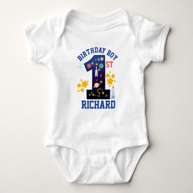 Body Para Bebé First birthday Space custom design (Anverso)