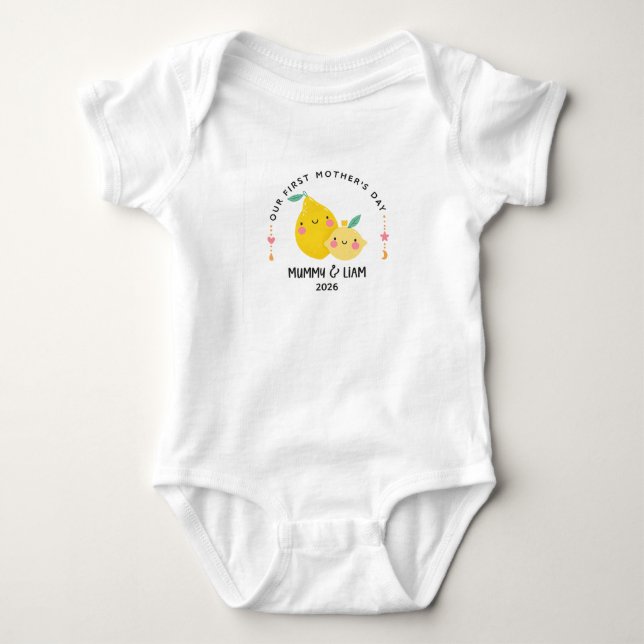 Body Para Bebé First Mother’s Day 2026 Cute Lemon Mom & Baby  (Anverso)