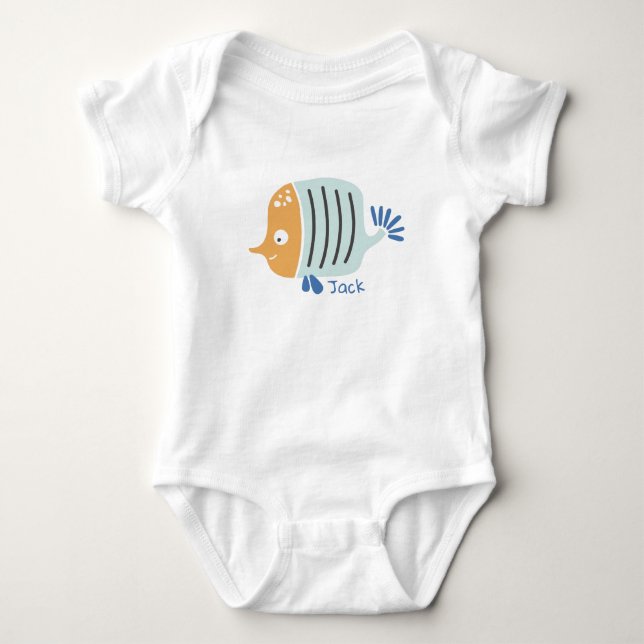 Body Para Bebé Fish Sea Animals Personalizado Baby Bodysuit (Anverso)