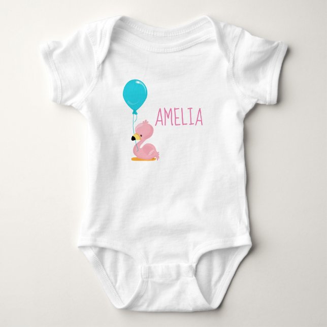 Body Para Bebé Flamenco Rosa Bonito (Anverso)