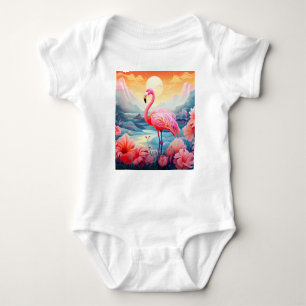 Body Para Bebé Flamenco Tropical con Flores