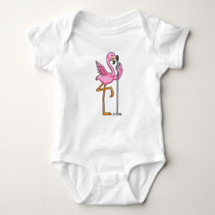 Body Para Bebé Flamingo al cantar con micrófono