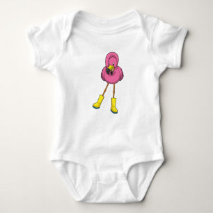 Body Para Bebé Flamingo at Raining with Rubber boots