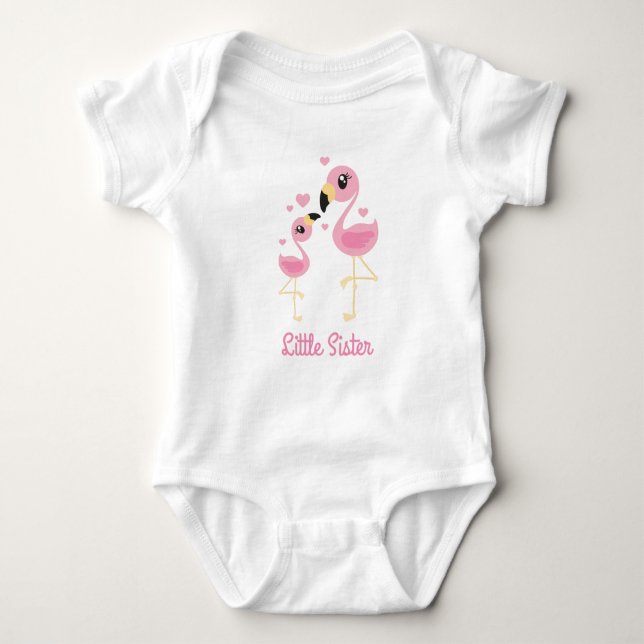 Body Para Bebé Flamingo Baby Shower Cute hermana Tropical (Anverso)