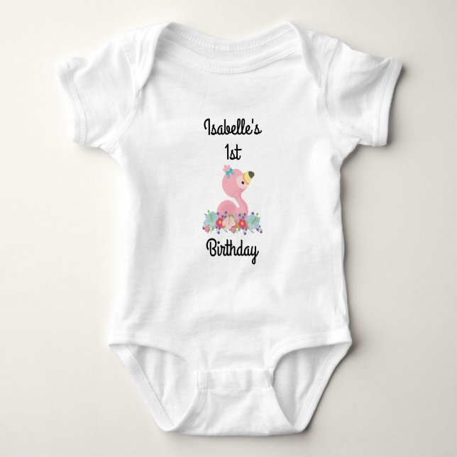 Body Para Bebé Flamingo Birthday Party Bodysuit (Anverso)