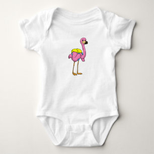 Body Para Bebé Flamingo como alumno con bolso escolar