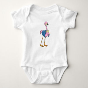 Body Para Bebé Flamingo como secretario con Notepad