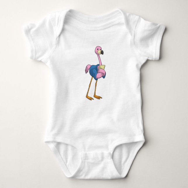 Body Para Bebé Flamingo como secretario con Notepad (Anverso)