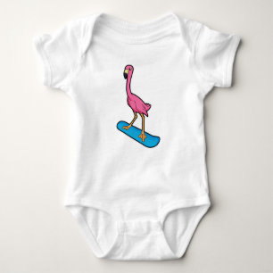 Body Para Bebé Flamingo como snowboard con Snowbaord