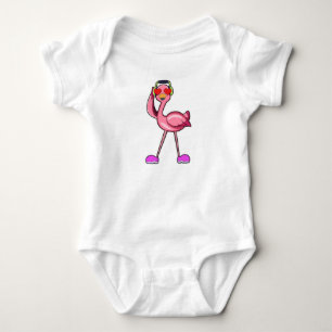 Body Para Bebé Flamingo con audífonos y corazones