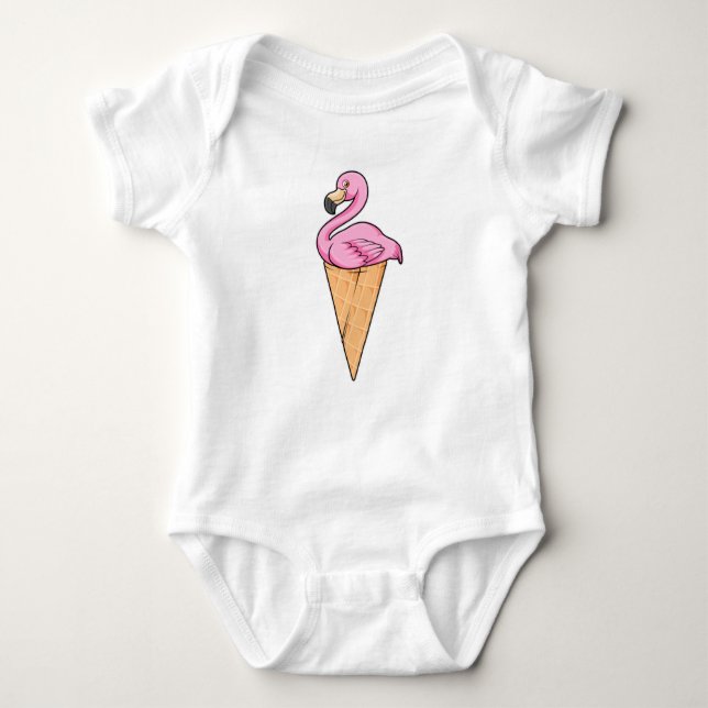 Body Para Bebé Flamingo con crema de helado (Anverso)