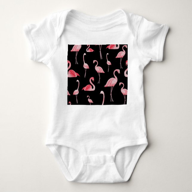 Body Para Bebé Flamingo Flock: Diseño sin costura (Anverso)