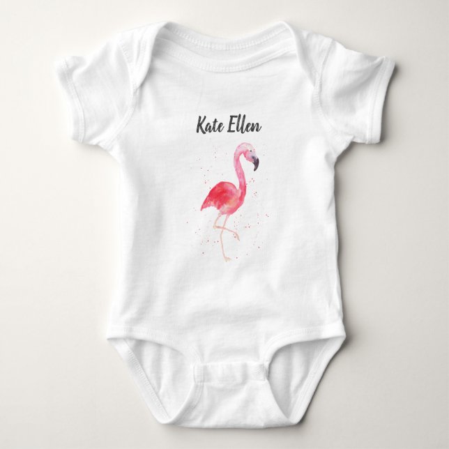 Body Para Bebé Flamingo Personalizado Baby Name Bodysuit (Anverso)