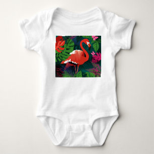 Body Para Bebé Flamingo rosa: Armonía de mariposa tropical.