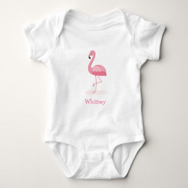 Body Para Bebé Flamingo rosa Traje de bebé personalizado (Anverso)