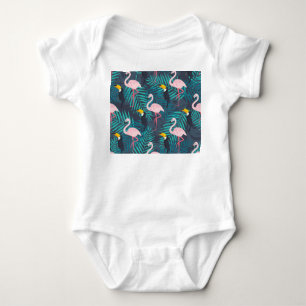 Body Para Bebé Flamingo, toucano: patrón de hojas tropicales
