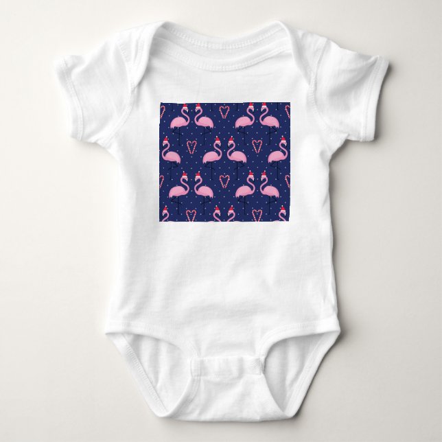 Body Para Bebé Flamingo Xmas Gorra Candy Pattern (Anverso)
