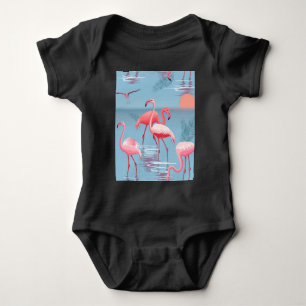 Body Para Bebé Flamingos Patrón 1