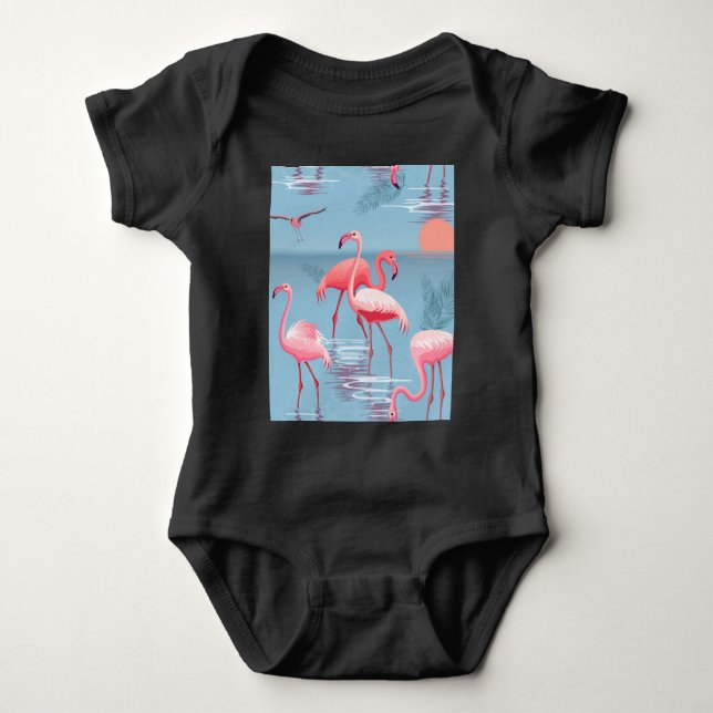 Body Para Bebé Flamingos Patrón 1 (Anverso)