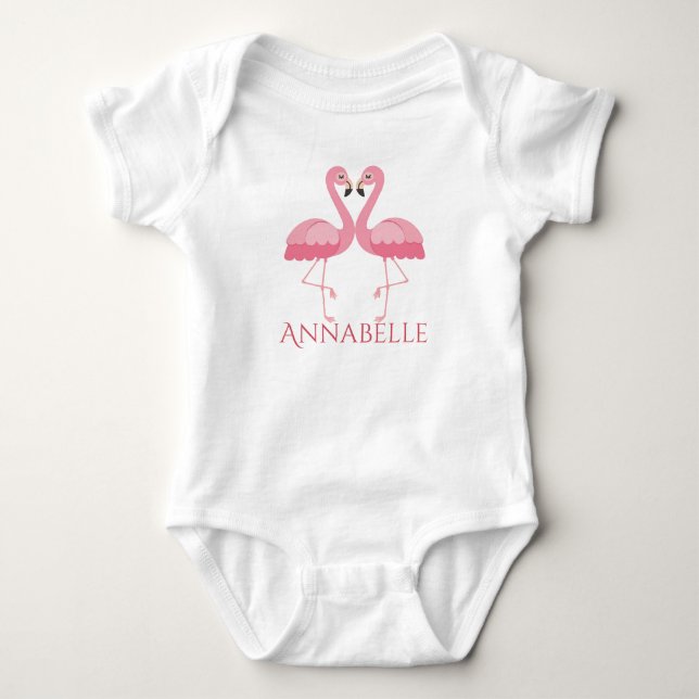 Body Para Bebé Flamingos Rosas Personalizar (Anverso)