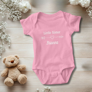 Body Para Bebé Flecha Pequeña Hermana Rosa con Corazón Boho Bebé