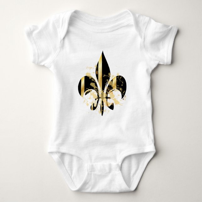 Body Para Bebé Fleur de Lis negra y dorada (Anverso)