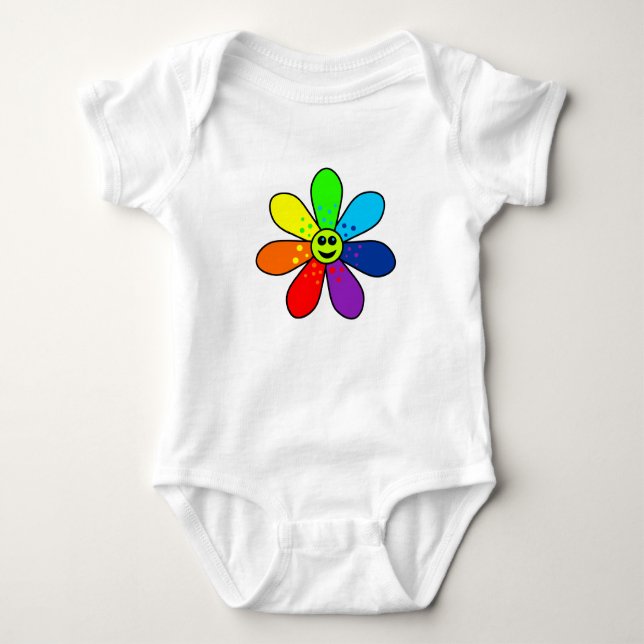 Body Para Bebé Flor arco iris Baby Bodysuit (Anverso)
