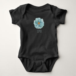 Body Para Bebé Flor azul, niña negra personalizado