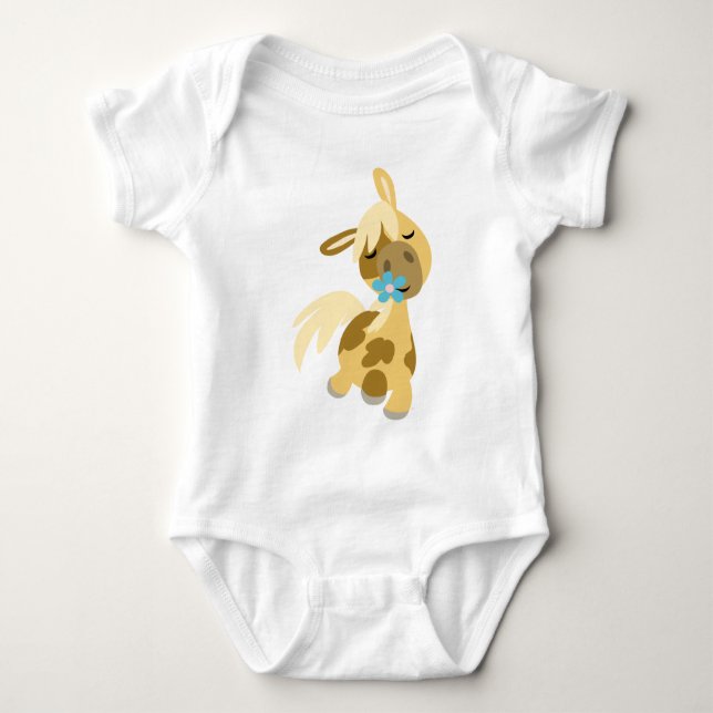 Body Para Bebé Flor azul y bebé pony (Anverso)