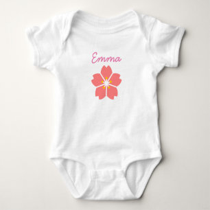 Body Para Bebé Flor de cerezo rosa corálino linda