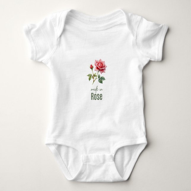 Body Para Bebé Flor de Cumpleaños Rosa de Junio Flat Gracias (Anverso)