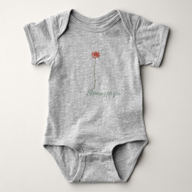 Body Para Bebé Flor de Gerbera Roja Pálida (Anverso)