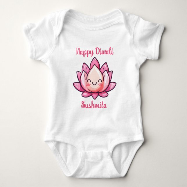 Body Para Bebé Flor de LOTUS cúpula con texto personalizado (Anverso)