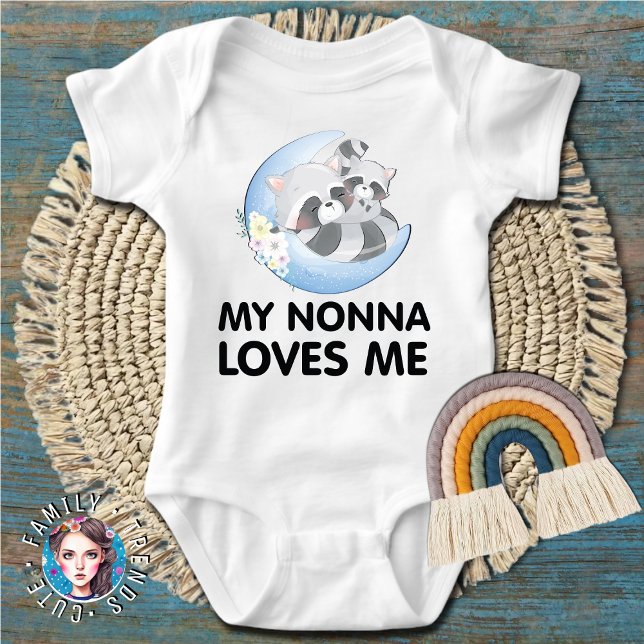 Body Para Bebé Flor de Mapache Adorable Mi Nonna Me Ama (Subido por el creador)